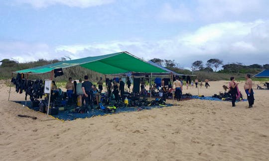 Our main hub of activity.  Gear is transported from our lodge to the beach for you and washed - ready for your dive