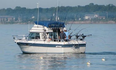 Viagens de pesca totalmente fretadas no Lago Michigan para salmão e truta.