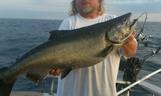 Fully Chartered Fishing Trips on Lake Michigan for salmon and trout.