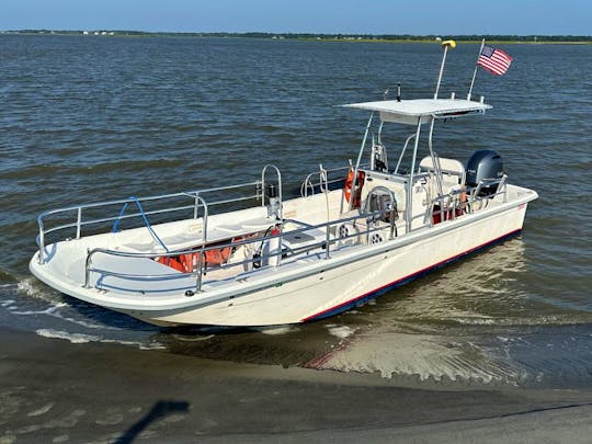 Awesome 25ft Carolina Skiff Party Boat for 12 people, Bluetooth Stereo