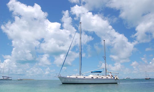 Riding High anchored at Rose Island.