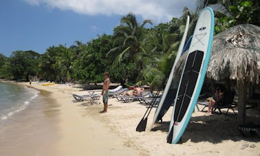 Location de planche à pagaie et cours de stand up paddleboard à West End, Honduras