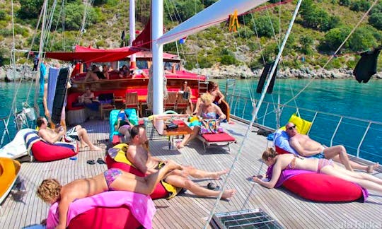 Charter a 100ft Sailing Gulet with 8 Cabins in Mugla, Turkey