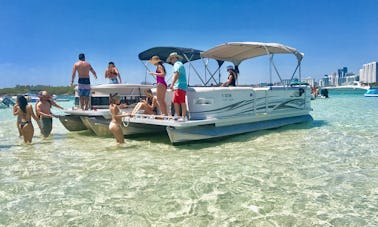 Aluguel de barco pontão de luxo para festas de 24 pés em North Miami Beach, Flórida