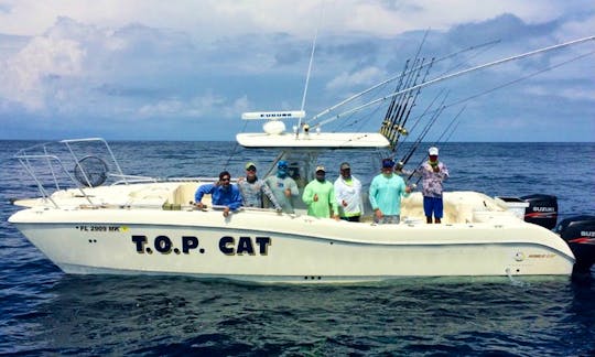 "T.O.P. Cat" 33' World Cat w/twin 300hp Suzuki Outboards. Fish with Capt. Shane Jarvis.