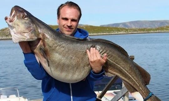 Divirta-se pescando em Finnmark, Noruega, no console Örnvik 555 Commander Center de 18 pés