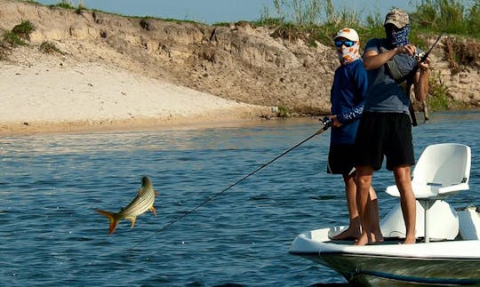 Enjoy Fishing in Livingstone, Zambia on Jon Boat