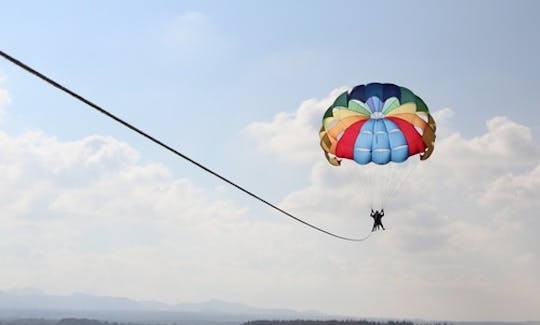 Enjoy an exciting parasailing adventure in Trou d'Eau Douce, Mauritius