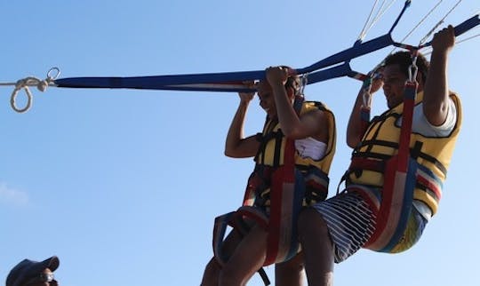 Enjoy an exciting parasailing adventure in Trou d'Eau Douce, Mauritius