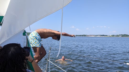 Fun in the Sun with Manhattan skyline in the background