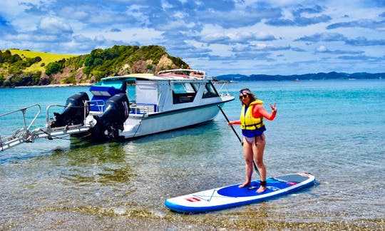 Paddle boards included with day cruises and private charters.