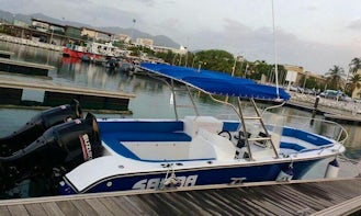 Boat rental with Captain and Bimini cover in Santa Marta, Colombia