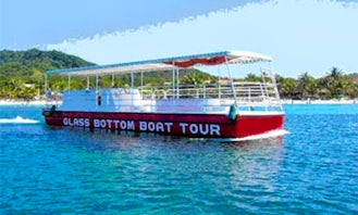 Glass-bottom boat tour in Coxen Hole, Honduras