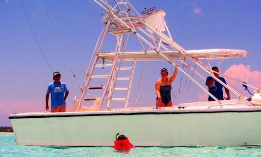 Fishing Charter On 31ft ''Grand Slam'' Island Hopper Sports Fisherman Yacht in Cozumel, Mexico