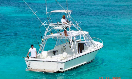 Fishing Charter On 31ft ''Grand Slam'' Island Hopper Sports Fisherman Yacht in Cozumel, Mexico