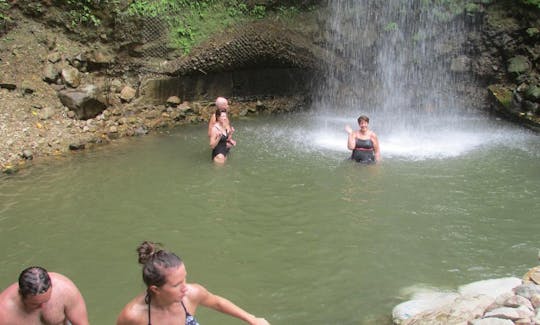 Enjoying the waterfall