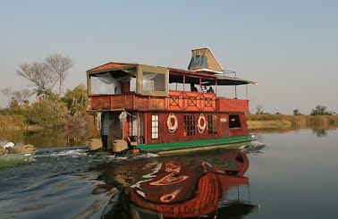 Charter 39' Kubu Queen Houseboat in North-West District, Botswana