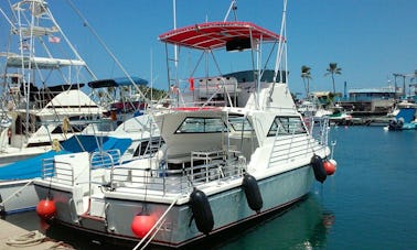 Aluguer personalizado de iates de pesca SeaHawk de 36 pés em Kailua-Kona, Ilha Grande do Havaí!