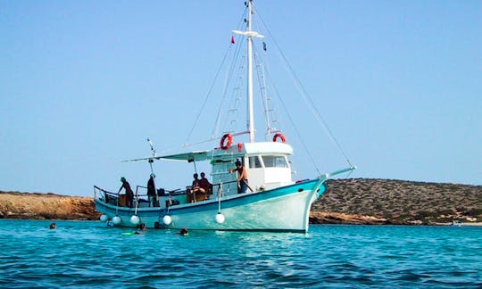 Traditional Woodboat 14m, Paros Greece Snorkeling-Fishing