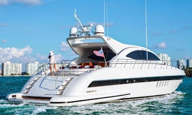 Beautiful 72 Foot Mangusta Motor Yacht Rental in Miami Beach