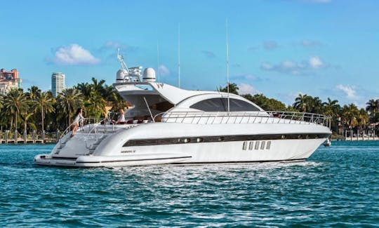 Beautiful 72 Foot Mangusta Motor Yacht Rental in Miami Beach