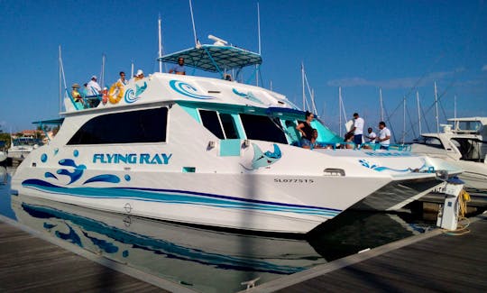 Flying Ray, at berth in Rodney Bay Marina.