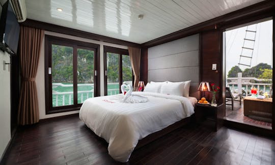 Romantic honeymoon suite cabin with large private balcony