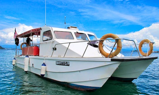 32' Catamaran great for scuba diving day trips around Sabah and Kota Kinabalu.
