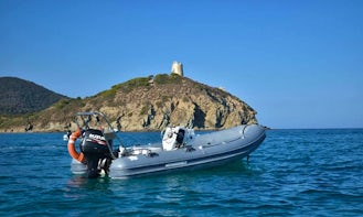 4 Person Blue RIB Rigid Inflatable Boat in for Rent in Sardegna, Italy