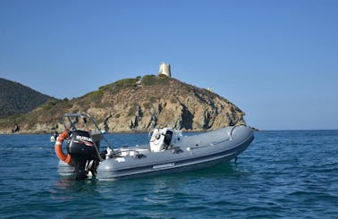 4 Person Blue RIB Rigid Inflatable Boat in for Rent in Sardegna, Italy