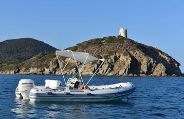 4 Person Covered RIB Rigid Inflatable Boat for Rent in Sardegna, Italy