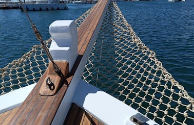 50ft Kymatia Traditional Wooden Boat Located On Santorini