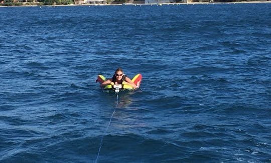 Tubing behind the boat