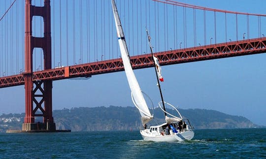 Getting ready for a champagne toast under the iconic bridge