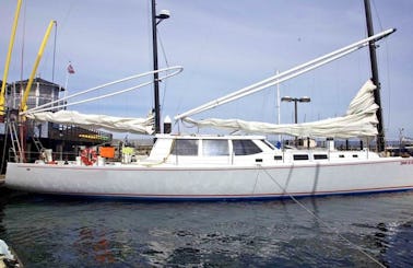 Luxury 65ft unique Wylie sailing yacht boarding in Richmond or San Francisco, California