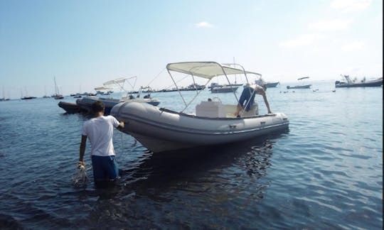 Charter 16' Lomac Rigid Inflatable Boat in Stromboli (Eolie islands), Italy