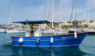 Cruise the water of Leuca, Italy in a shaded boat