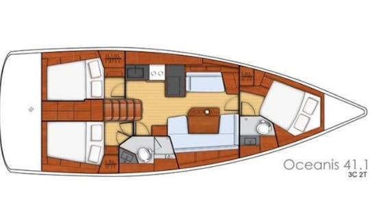 41' Oceanis - Buga Cruising Monocasco Charter em Sukošan, Croácia