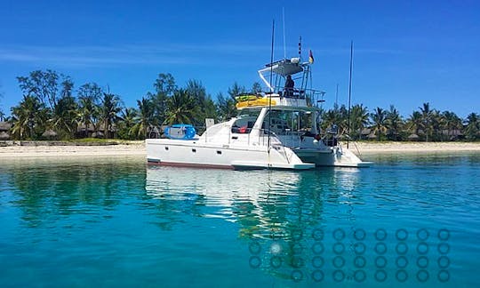 Charter 40ft Power Catamaran for Fishing, Scuba Diving & Island Hopping in Zanzibar