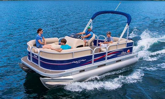 Blue Pontoon Boat Rental for Lake Athens TX or Cedar Creek Reservoir TX