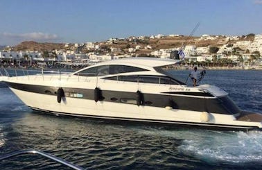 Cruise along the coast of Mikonos, Greece with this 56' Pershing Power Mega Yacht