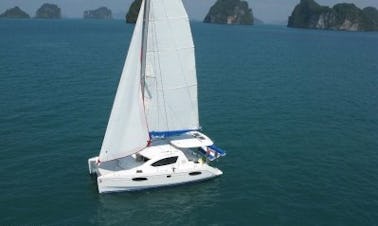 Enjoy the luxury of cruising aboard this "Blue Yacht" catamaran