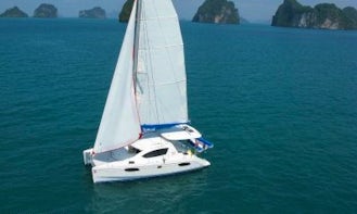 Enjoy the luxury of cruising aboard this "Blue Yacht" catamaran