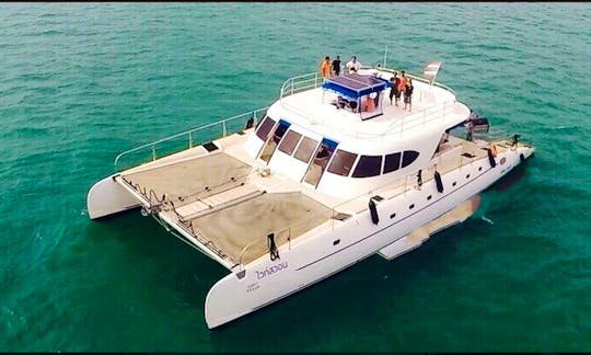 The perfect way for cruising in Chon Buri, Thailand on "White Swan" Catamaran