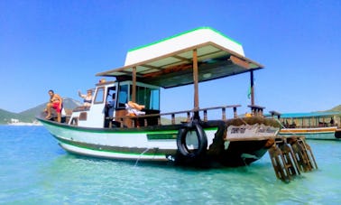 Explore the beaches of Arraial do Cabo, Brazil on this amazing Trawler Boat!