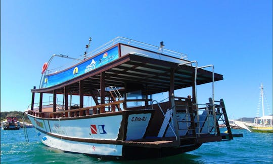 本物のブラジルカリブ海の2階建てボートに乗る独占ツアー