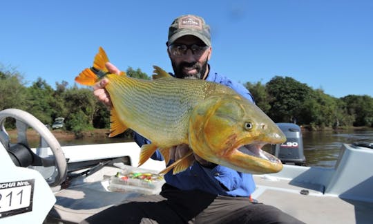 Enjoy Best Dorado Fishing Lodge in Salto, Uruguay, Dinghy with Guide only