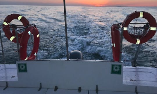 Catamarã branco “Princess” para alugar em Huelva, Espanha!