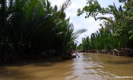 Rowing boat into small waterways