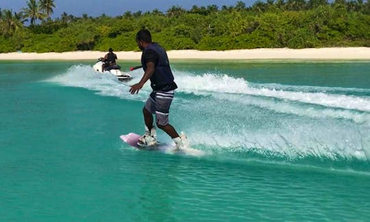 Wakeboarding in the beautiful beach of Kelaa, Maldives!